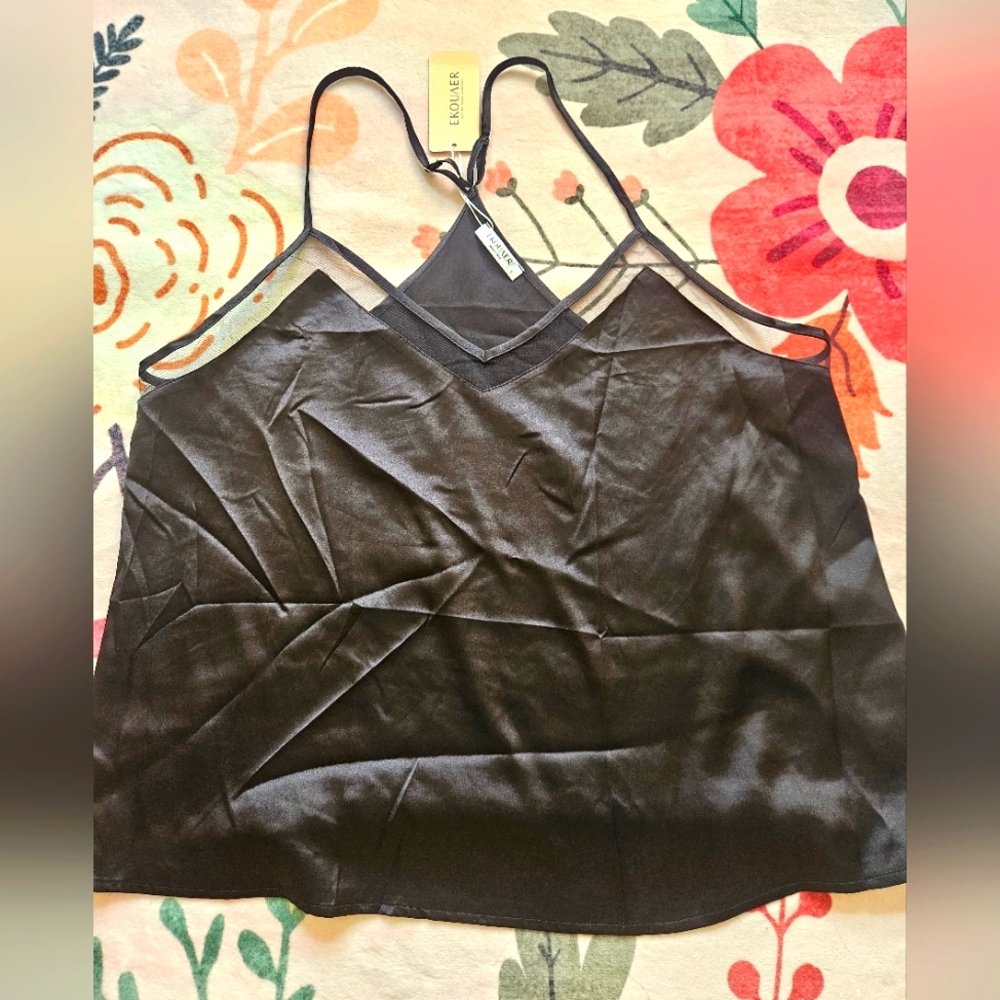 Amazon Eukouaer Dress Strappy Blouse Gauze Trim Sexy Cami Size L